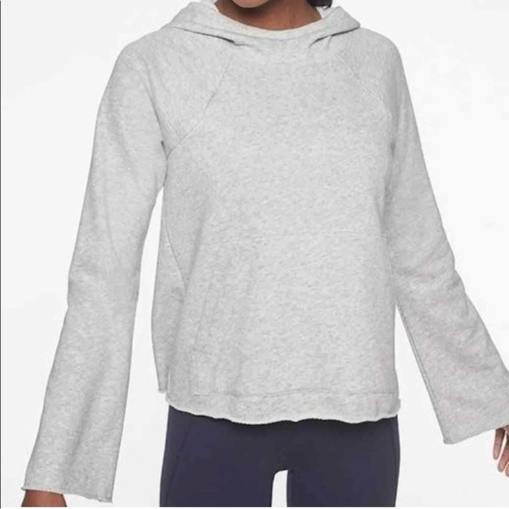 Athleta French Terry Pique Gray Cropped Hoodie Sweatshirt Athletic Women's Small